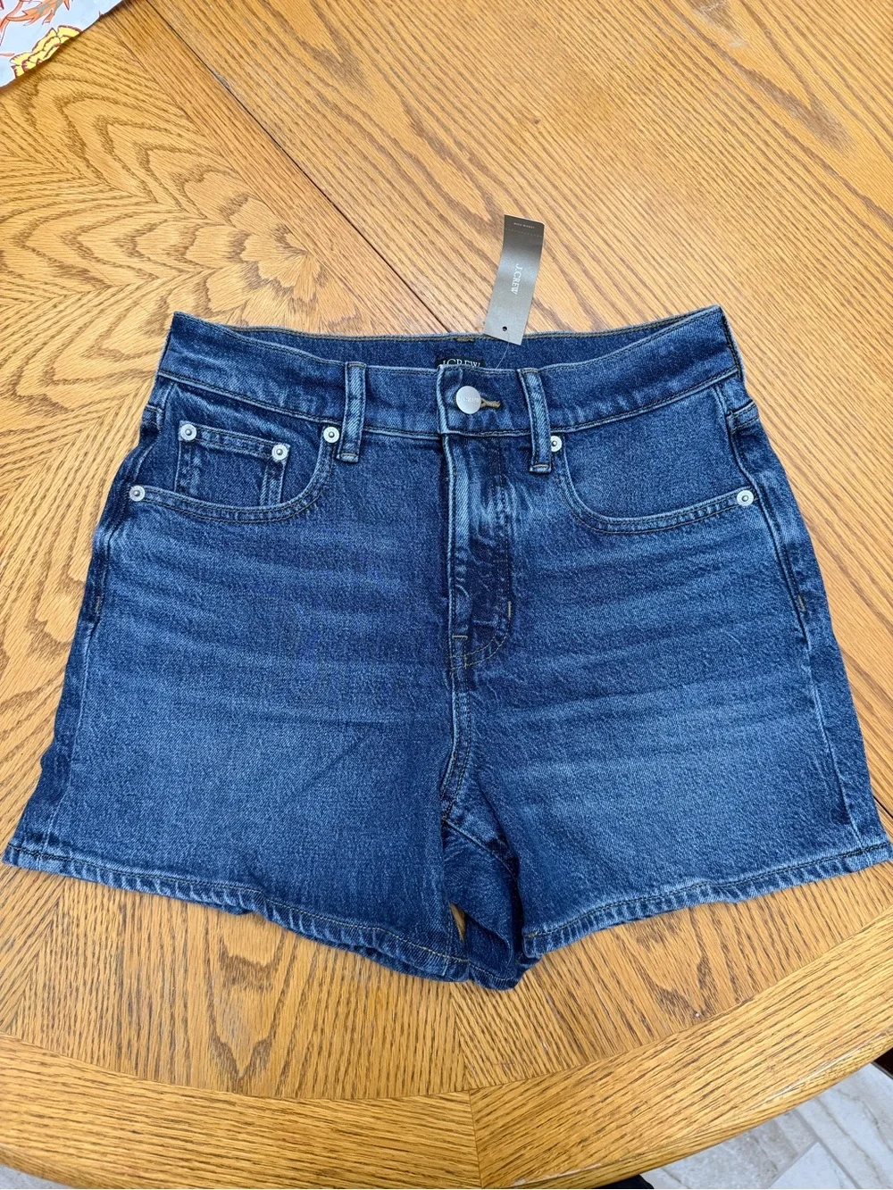 NWT J. Crew High-Rise Denim Shorts in Dark Blue Wash